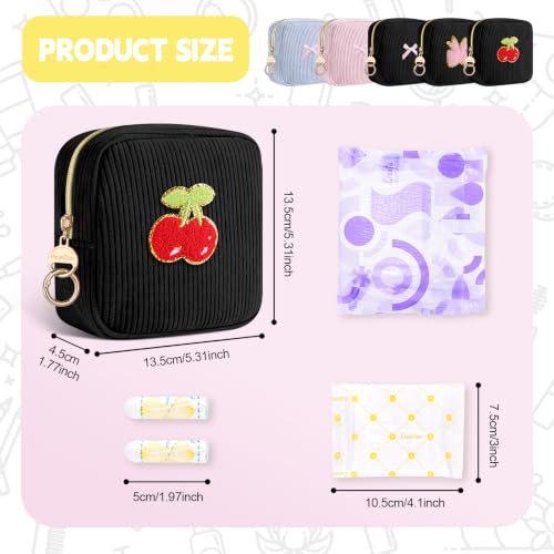 Image of Period Bag for Teen Girls, Corduroy Sanitary Napkin Storage Bag, Menstrual Pad Pouches Tampon Holder for Purse