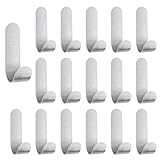 NEETUE 16 pcs Adhesive Hooks, Silver Command Hooks，Wall Hooks Heavy Duty 304 Stainless Steel Wall Hooks Adhesive for Hanging Jackets, Party Light Strip, Kitchenware, Keys, Bags and Hats (Silver)