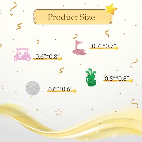 Image of 100pcs Golf Confetti, Pink Glitter Hole In One 1st Birthday Table Confetti, Golf Paper Cut Outs for Sport Themed Birthday /Baby Shower Party Table Decoration
