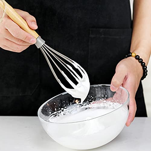 Batidor de huevos de silicona, mango de madera y revestimiento antiadherente de silicona, para el hogar, diseño de 10 líneas, batiendo uniformemente los huevos