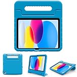 ProCase Kids Case for iPad A16 11th Generation 2025/iPad 10th Generation 2022 with Pencil Holder, iPad 11/10 Case Shockproof Lightweight Cover with Stand Convertible Handle for Children -Blue