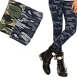 hochwertig I00S00 Premium Leggings für Mädchen Tarn Camouflage Grau Leggins Camo Kinder Hosen Grau (158)