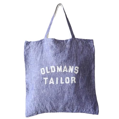 [OLDMAN'S TAILOR]LOGO EMBROIDERY LINEN TOTE BAG ブルー