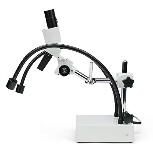 Image of AmScope SE420-2L 20X Compact Fixed-Lens Stereo Boom-Arm Microscope with Dual Gooseneck LED Lights