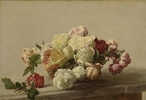 Cuadro en lienzo de alta fidelidad: rosas de Fantin Latour en 60x90cm que embellecen su oficina