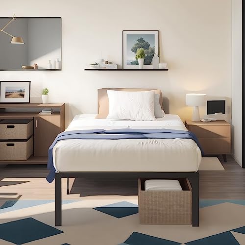 Gazhome 2 Pack Twin Xl Bed Frame, 14 Inch Platform Heavy Duty Steel Slats Support With Large Storage Space, Twin Size Bed Frame No Box Spring Needed, Easy Assembly, Noise-Free #TOP3