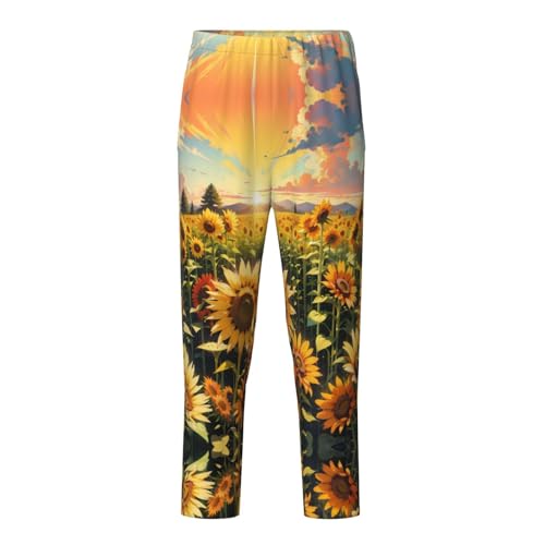 Pajama Pants Pajama Bottoms with Elastic Waistband Sleepwear Lounge Pants, Sunflowers Fields Sunny