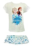 Sun City Frozen Anna ELSA Schlafanzug Pyjama 100% Bio-Baumwolle kurz weiß Gr. 110