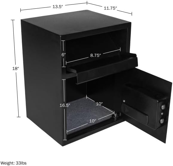 Miniatura 3 de Stalwart - Caja de seguridad electrónica con teclado digital y 2 llaves manuales de anulación para dinero en efectivo o seguridad en el hogar (negro)
