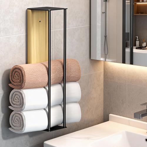 Shwdsy Handtuchregal Ohne Bohren, 40 cm Gästehandtuchhalter, Selbstklebend Handtuch Aufbewahrung, Bohrbar Wandhalterung Handtücher, mit Zubehör und Anleitung, für Badezimmer, Hotels, Küchen