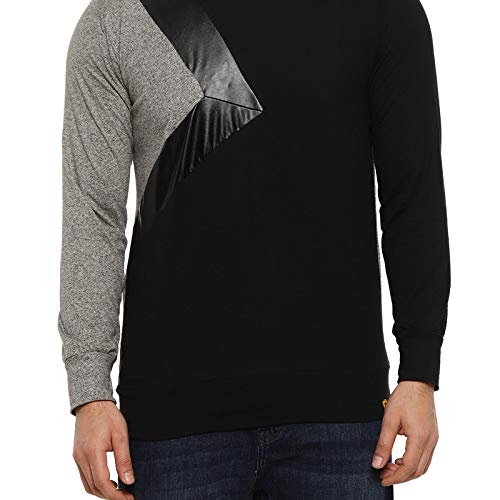 Image of CAHOOT Men's Green Colour Blocked Half Sleeve Regular Fit T Shirt for Casual Wear