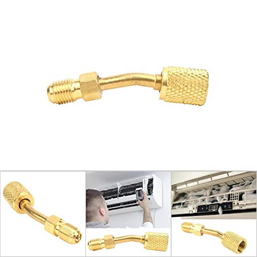 Image of R410A Charging Vacuum Port Adapter R410A 1 /4inch Male SAE to 5 /16inch Female SAE Adapter Brass Converter Vacuum Pump Split System for Mini Split System Air Conditioner HVAC Refrig