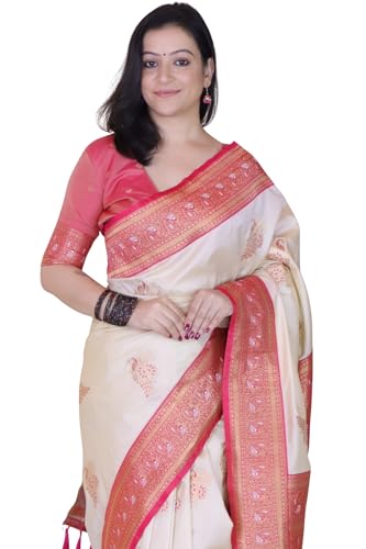 Image of SGF11 Women's Kanjivaram Pure Soft Silk Saree With Blouse Piece