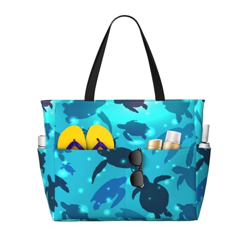 Waterproof Sandproof Beach Bag World Turtle Day Swim Large Tote Pool Bag For Women With Zipper