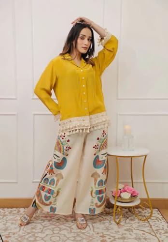 Image of Co Ord Set for Women Stylish Card Set Dress for Women Trendy Top with Plazo Pant Ladies Coord Outfit Modern Wear for Travel Office Casual Look Premium Two Piece Clothing Style