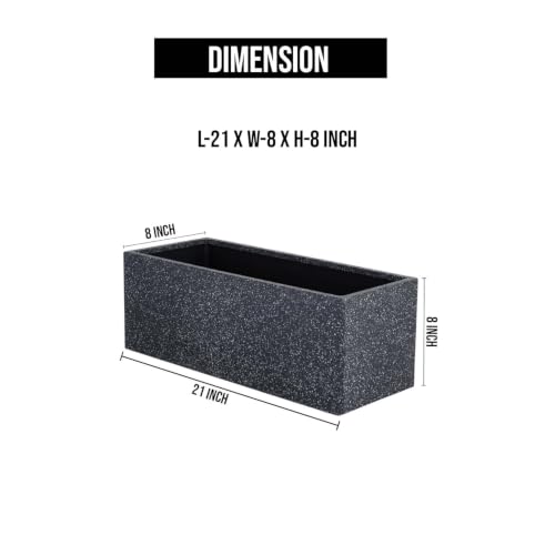 Image of Amazon Brand - Umi Recta R (21X8) Inch Rectangle Pots for Planter & Flowers Big Size Gamla - Lightweight, Durable Outdoor & Indoor Planters, Perfect for Balcony & Terrace Gardens (Black)