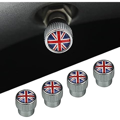 ontto 4pcs/set Universal Auto Valve Caps National Flag color Zinc Alloy Wheel Tire Valve Stem Caps Cover fit for Land Rover Jaguar BMW Mercedes Volvo Audi kia mazda Renault Car accessories UK a Cover