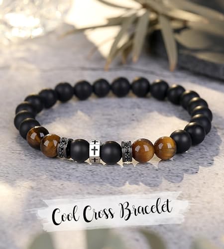 TONY & SANDY Cross Bracelet Stocking Stuffers Men Boys Christian Gifts for Teen Boys Son Grandson on Birthday Graduation Easter Christmas4