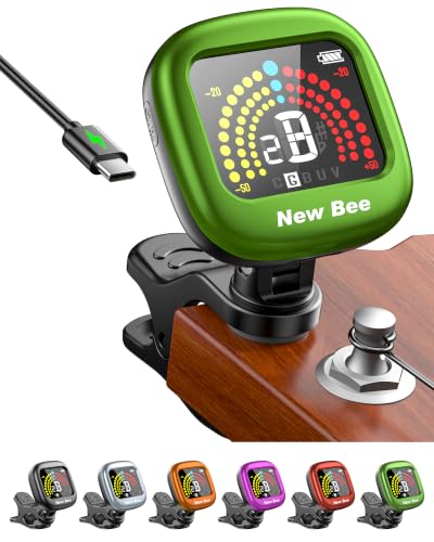 Image of New bee Guitar Tuner Rechargeable, Color Screen Clip On Tuner (Green, 1 Pack)