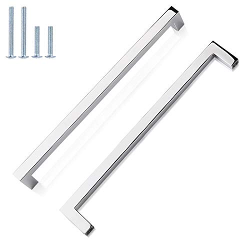 GOBEKOR 25 Pack Solid Cabinet Pulls Polished Chrome Square Bar Drawer Pulls 7-1/2 Inch Hole Centers, Euro Zinc Alloy Kitchen Cupboard Handle Pull