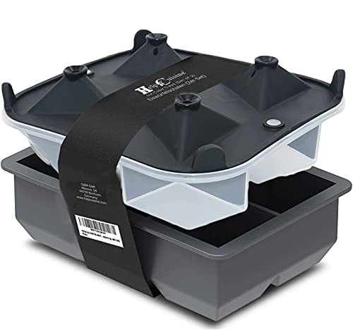HelpCuisine® Bac à Glaçons en Silicone sans BPA et approuvé par la FDA, Souple et Permet de démouler Facilement Les glaçons, Plaque à Glaçons (6 Cubes XXL/Noir) Cover