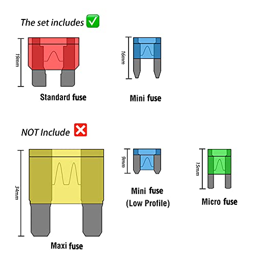 Crocsee 250 Pieces - Car Fuses Assortment Kit, Blade-Type Automotive Fuses - Standard & Mini Size (2A/3A/5A/7.5A/10A/15A/ 20A/25A/30A/35A/40A), Replacement Fuses For Car/Rv/Truck/Motorcycle/Boat #TOP3