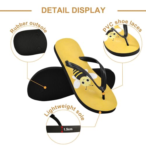Cute Bee Yellow Flip Flop Beach Summer Casual Sandal for Women & Men Shower Shoes 208567842