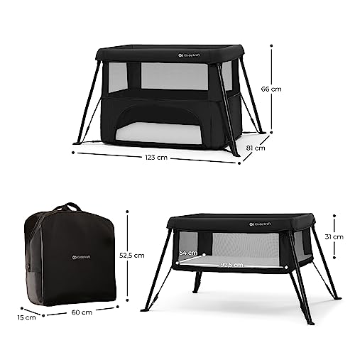 Kinderkraft CAMI Cuna de viaje para bebé 3 en 1, Parque de juegos, Fácil de plegar, Ligera y móvil, Bolsa de viaje incluida, Negro - imagen 5