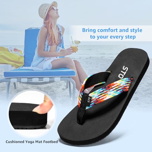 Image of STQ Women Quick Dry Flip Flops with Yoga Mat Sole Arch Support Thong Sandal | Instant Comfort Flip Flops With Padded Straps, Yoga Mat Cushioning, Non Slip Tpr Sole, Durable Design For Everyday Wear
