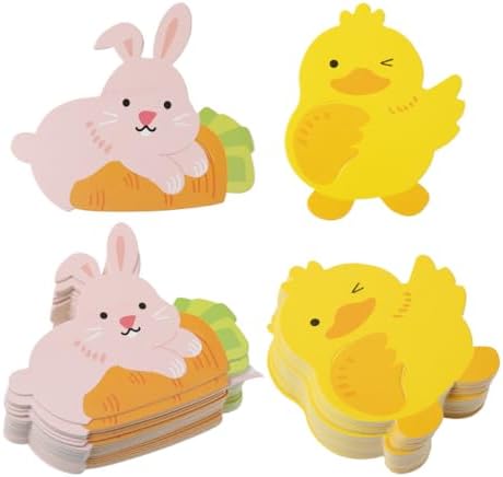 Ximimark 1set/100pc Cute Little Yellow Duck +Bunny Party Lollipop Decoration Card Christmas Decoration Supplies Easter Gift image 2