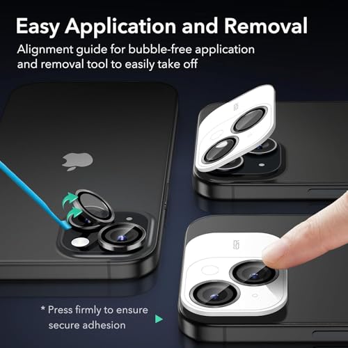 Image of Premium Camera Lens Protector Compatible For iPhone 13 (Black) Camera Lens Protector - 9H Tempered Glass, Military-Grade Anti-Scratch, Case-Friendly, Easy Install Frame