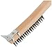 Forney 70521 Wire Scratch Brush, Stainless Steel with Curved Wood Handle, 13-3/4-Inch-by-.013-Inch