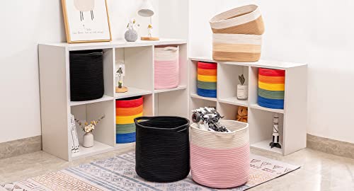 Cubesland Woven Baskets For Storage&Organizing,Round Cubes Baskets Bins For 13X13 Cube Organizer/Shelving,Rope Toy Storage Bins,Cloth Closet Organizing Basket Bin 3 Packs,12.6X12.6’’ Black #TOP6