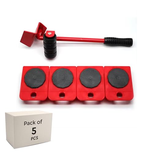 Image of Robustt Furniture Movers Slider - Pack of 5 | 4 Pcs Furniture Lifter Mover Tool Set | 360� Rotational Pads | Heavy Duty Furniture Lifter and Mover | Lifting Tool for 150 KG