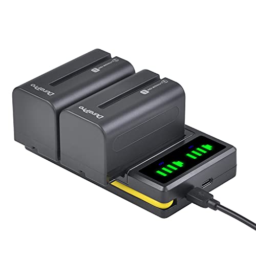 DuraPro 2 baterías NP-F750 NP-770 de 5200 mAh + cargador USB dual LED con puerto tipo C para videocámaras Sony NP-F330 NP-F550 NP-F570 NP-F750 NP-F770 NP-F960 NP-F970 CCD-SC5 CCD-TRV DCR-TRV Series
