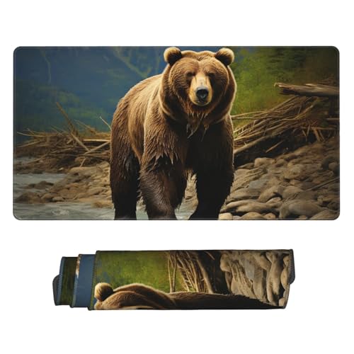 Tapis de souris gaming antidérapant fini les glissements avec ce grand sous-main ours marron