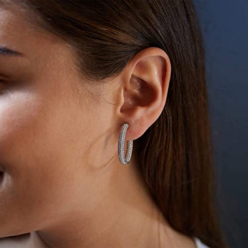 1 1/4 Carat | 10K White Gold |Igi Certified Lab Grown Inside Out Diamond Hoop Earrings | Round Shape Pave Setting Friendly Diamonds Earrings | F-G Color, Vs2-Si1 Clarity #TOP2