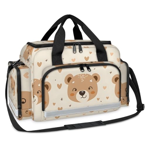 GzLeyigou First Aid Bags Empty, Cartoon Bears Emergency Bag First Aid Kit Multiple Compartment Kit Carrier On Call Trauma Bag For Paramedics Emergency Medical Supplies Kit
