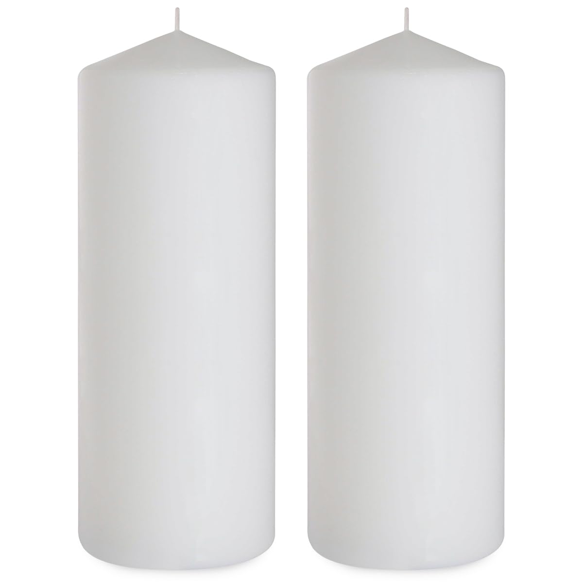 Set of 2 3x8 Inch White Pillar Candles, Dripless Unscented Solid Colored Large Cylinder Column Tall Candles for Home Backyard Gathering Dinner Table Emergency Power Outages - 90 Hour Burn Time