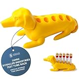 Schaller Industries Dachshund Test Tube Rack - for 16mm Lab Vertical Storage Tubes, Holds 10 Glass & Plastic Test Tube Holder Rack, Vial Holder, Phlebotomy Supplies and Equipment - Bright Yellow