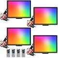 LED Flood Light Outdoor with Remote 4 Pack 30W, RGB 5000K Daylight Color Changing Christmas Floodlight, Dimmable Timing IP66 Waterproof Landscape Light, DIY RGBW Uplight for Halloween Stage Party