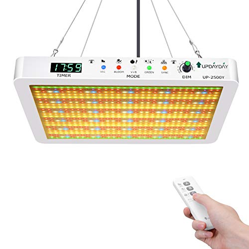 Updayday UP-2500Y LED Plant Grow Light Full Spectrum Indoor Plant Lamps with Dimmable Timer and Daisy Chain Function for Planting Tent Hydroponics Greenhouse Bloom Veg Flowers