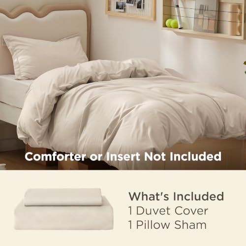 Image of Bedsure Twin /Twin XL Duvet Cover, Soft Double Brushed Bedding Set, Beige | For Kids & Adults, 68 inchx90 inch Comforter Cover, Hotel Luxury, All Season, Breathable, Easy Care, Lightweight, Zipper Closure