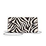 Cndexd Elegant Shoulder Envelope Bag for Lady Zebra Print Flap Evening Clutch Purses with Detachable Chain Leather PU Trendy Clutch Large Capacity Valentine's Day