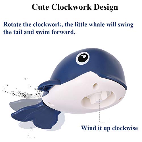 Kids Bath Toy Toddlers Bathtub Wind-up Whale Toy Clockwork Swimming Whale Bathtub Toy Water Toy (Deep Blue) - Image 5