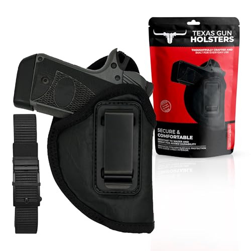 IWB Eco Leather Micro Holster Bundle with Tactical Belt – Optic Ready, Concealed Carry EDC Holster – Fits G26, Kimber Micro 9 & More (Right)