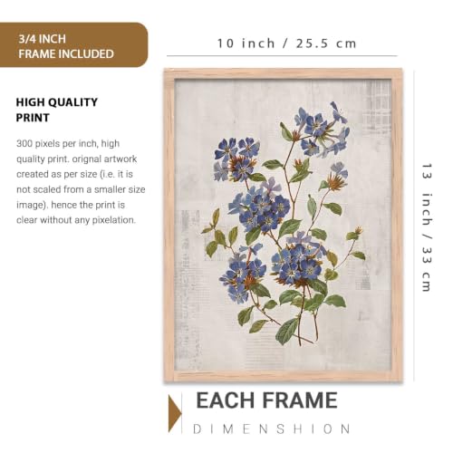 Image of kotart Home Decor Floral Painting Decorative Wall Art | Aesthetic Poster With Frame For Living Room Bed Room Hotel Wall Decor Digital Reprint Set of 3 (10X13 inch)