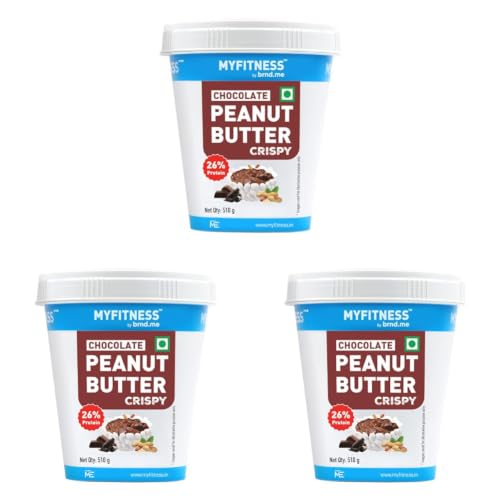 Image of MYFITNESS Peanut Butter Chocolate Spread Crispy 1.2kg | 21g Protein & 8g Fiber | Tasty & Healthy Nut Butter Spread for Breakfast, Snacks | Cholesterol Free | Zero Trans Fat (Pack of 3)