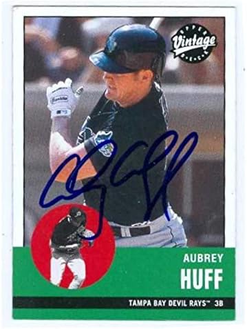 Aubrey Huff autographed baseball card (Tampa Bay Devil Rays) 2001 Upper Deck Vintage #39