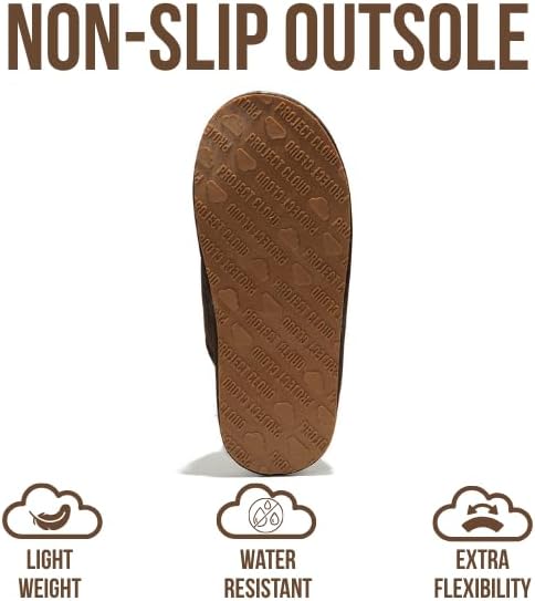 Project Cloud Mens Slippers 100% Genuine Leather and Genuine Shearling Lining – House Slippers for Men with Memory Foam Insole – Lightweight & Non Slip Mens House Shoes - Image 4